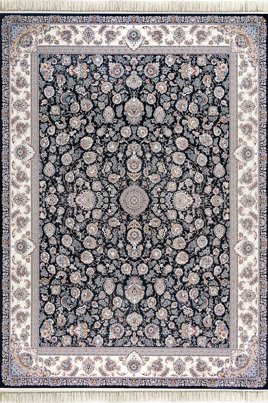 فرش داریوش 1500 شانه کلکسیون مینیاتور کد D1523 زمینه سورمه ای (برجسته)