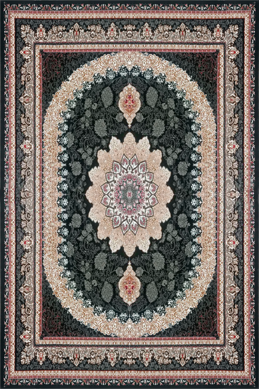 فرش ماشینی 440 شانه طرح گیتا زمینه سورمه ای (غیربرجسته)