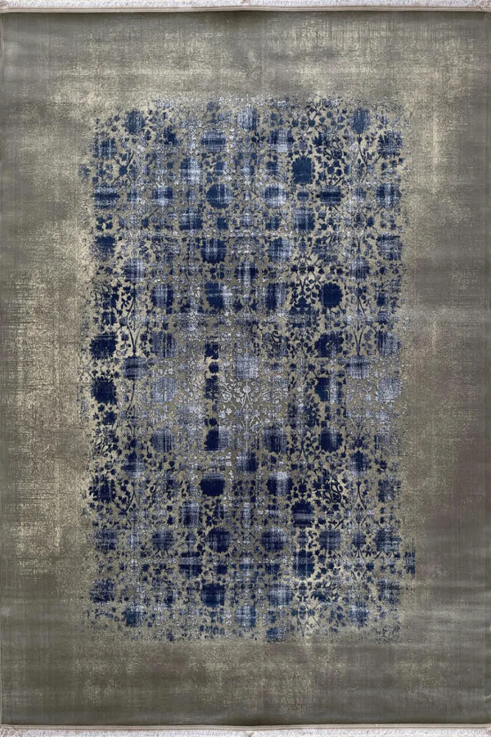 فرش مهدیان 700 شانه کلکسیون دینارسو کد 70053 زمینه آبی-دودی (برجسته)