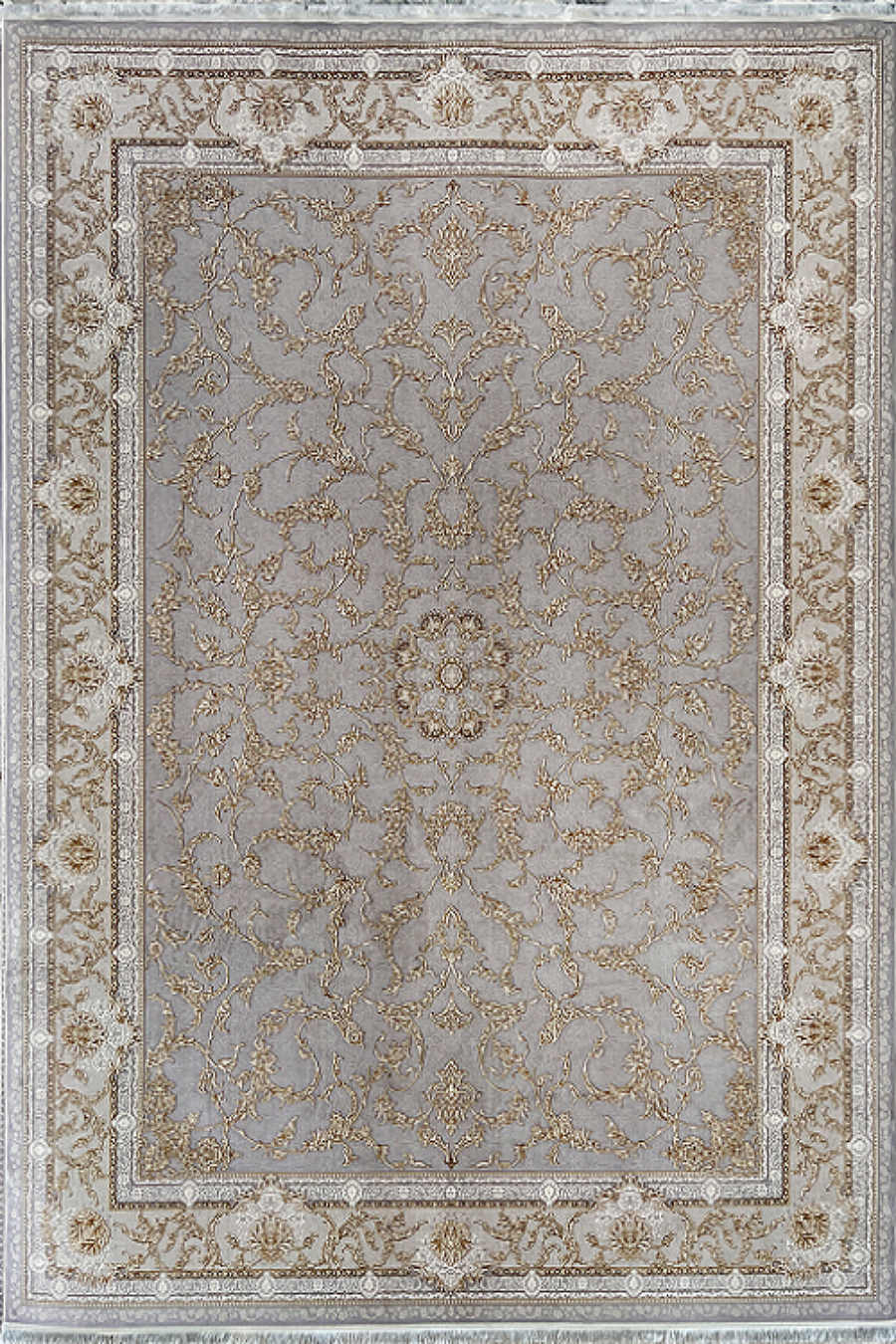 فرش باستان یزد 1200 شانه کد 11-10 زمینه نقره ای (برجسته)