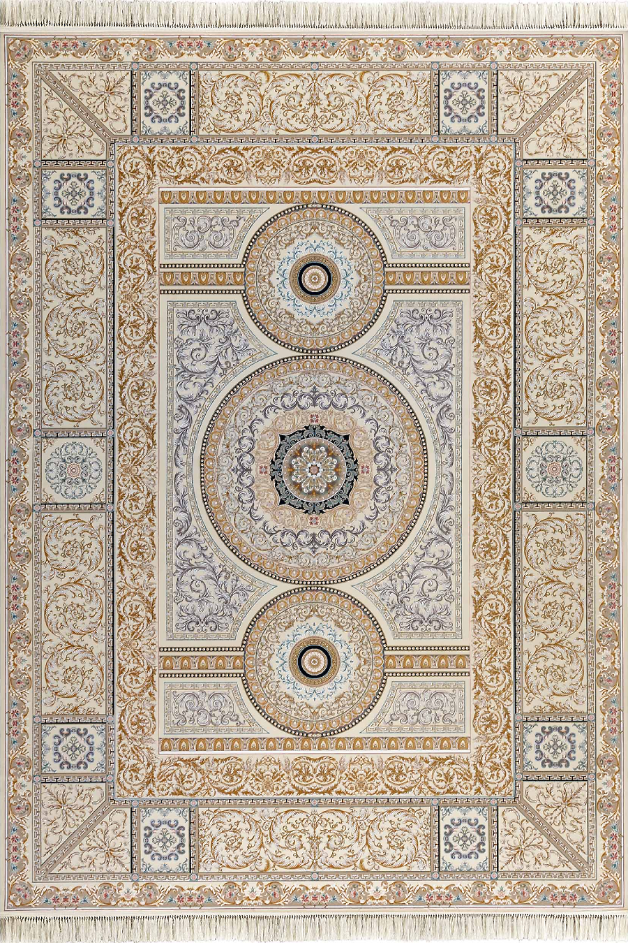 فرش داریوش 1500 شانه کلکسیون مینیاتور کد D1561 زمینه کرم (برجسته)