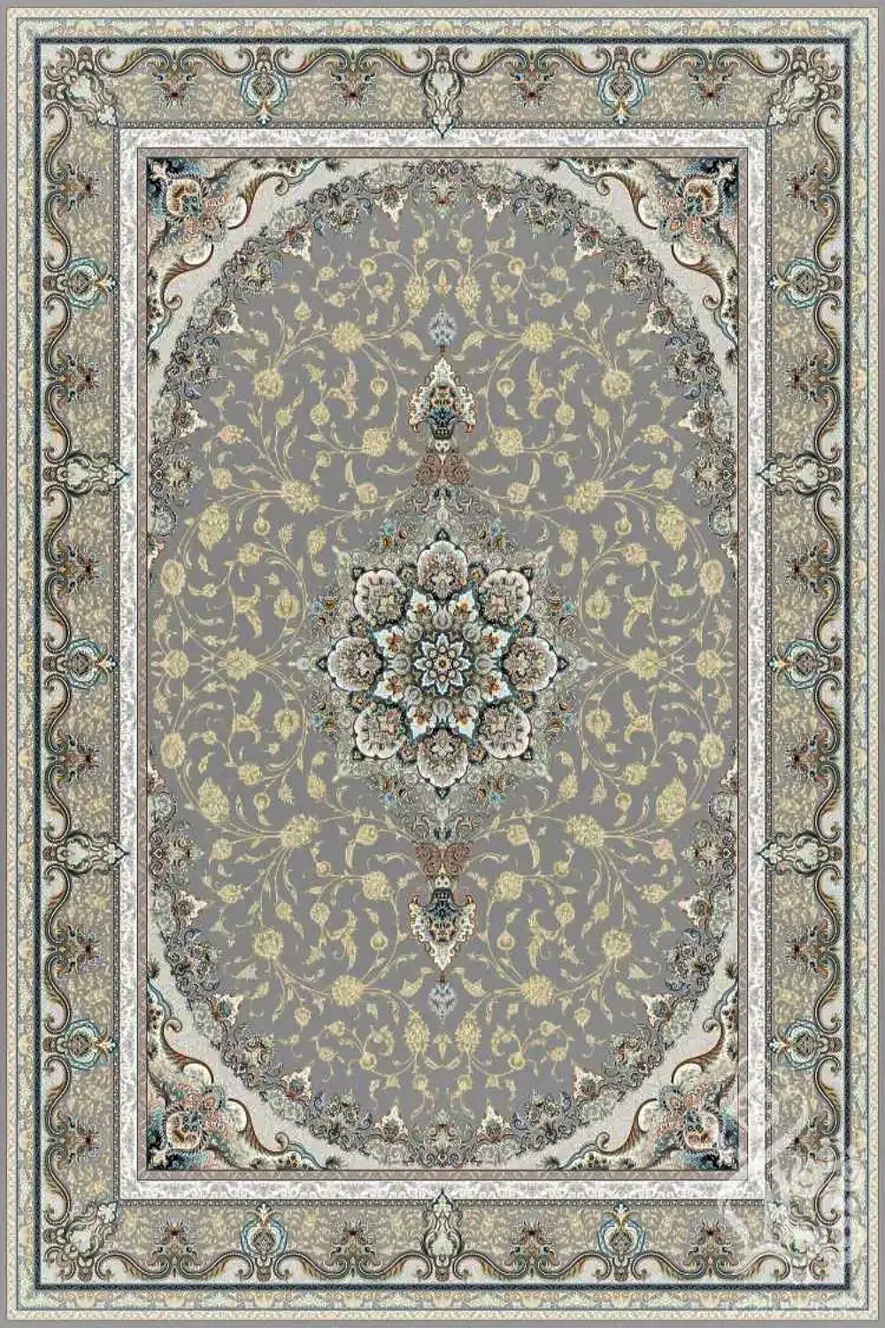فرش قیطران 1500 شانه کلکسیون 1500 شانه طرح گیسو زمینه فیلی (برجسته)